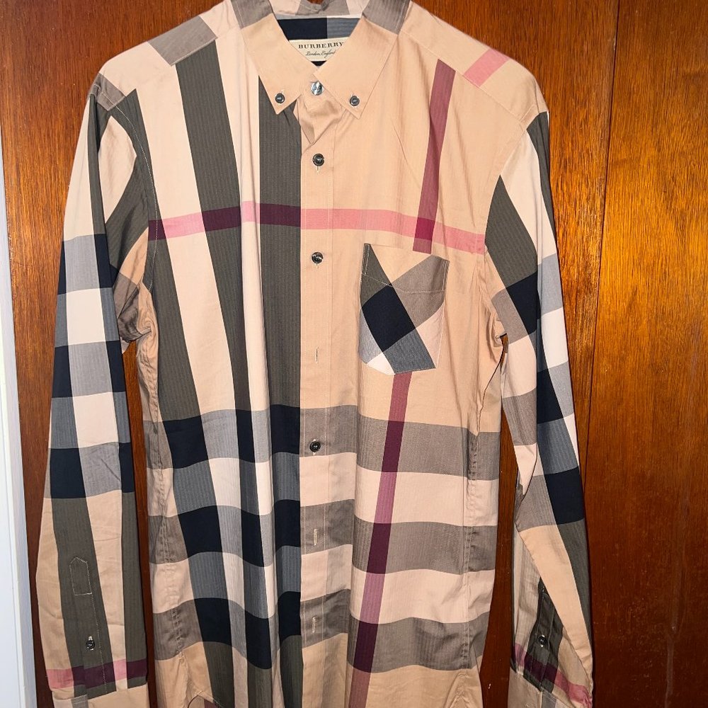 Burberry Button Up- Check Stretch Cotton Poplin Shirt